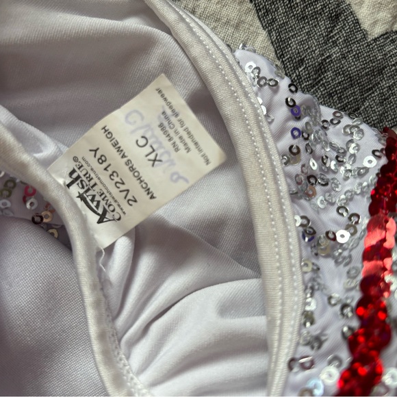 A wish come true White and Red Sequin Top XLC dance skating dress - Picture 6 of 6